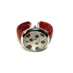 Narmi 11023 Red Dots Open Cuff Watch Bracelet NEW Battery